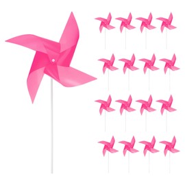 sourcing map 25pcs Windmills for the Yard Garden 17" x 11" 4 Leaves Pinwheels Wind Mills Spinners Windproof Waterproof Bird Devices with Stakes for Patio Decor, Pink