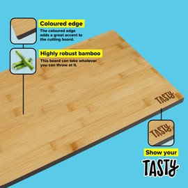 Tasty Bamboo Cutting Board, Wooden Chopping Board Made of Robust Bamboo for Chopping and Cooking Food in the Kitchen, Dimensions: 35.5 x 25 x 1.2 cm, Colours: Wood Brown and Elegant Grey