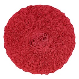 Home Weavers Bell Flower Collection Bath Rugs, 30" Round, Red
