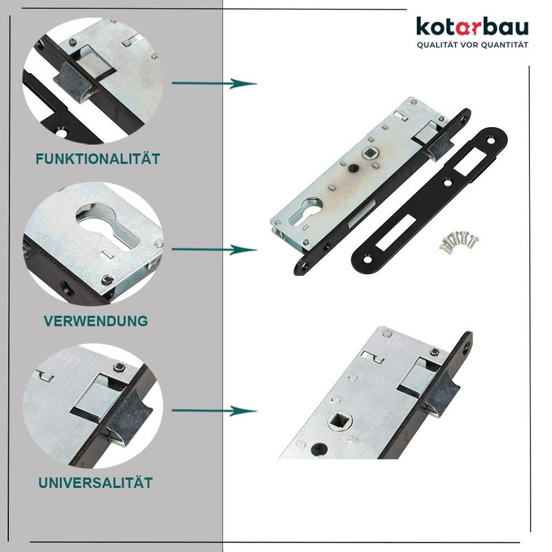 KOTARBAU Mortise Lock 72/34 PZ Counter Plate Galvanised Left/Right Tubular