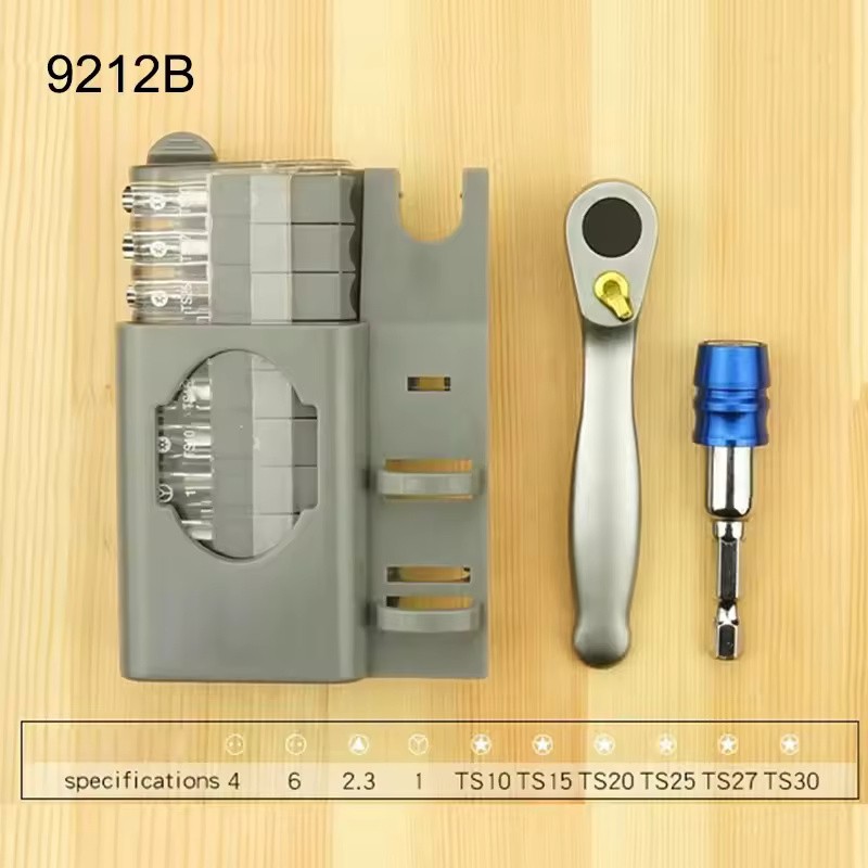 Mini Ratchet Screwdriver Bit Set with Reversible Handle, Magnetic Extension