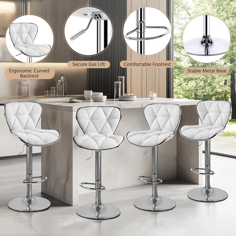 Yaheetech Bar Stools Set of 2, Island Chairs Shell Back,