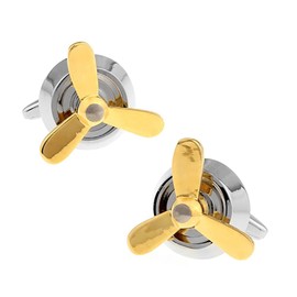 Plane Airplane Aircraft Propeller Mens Shirts Gold Silver Cufflinks