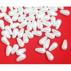 Cultured Pearls Imitation Pearls, Mother of Pearl Wax Pearls, Pack of 200, 10 x 6 mm, White Drops, Faux Pearls, for Wedding Party Decoration, Jewellery Crafts