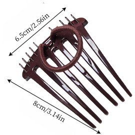 Brown Bandette Comb, 2Pcs Bandette Combs With Elastic Band, Elastic Band Fluffy Hair UP Comb Bump Bandette Combs