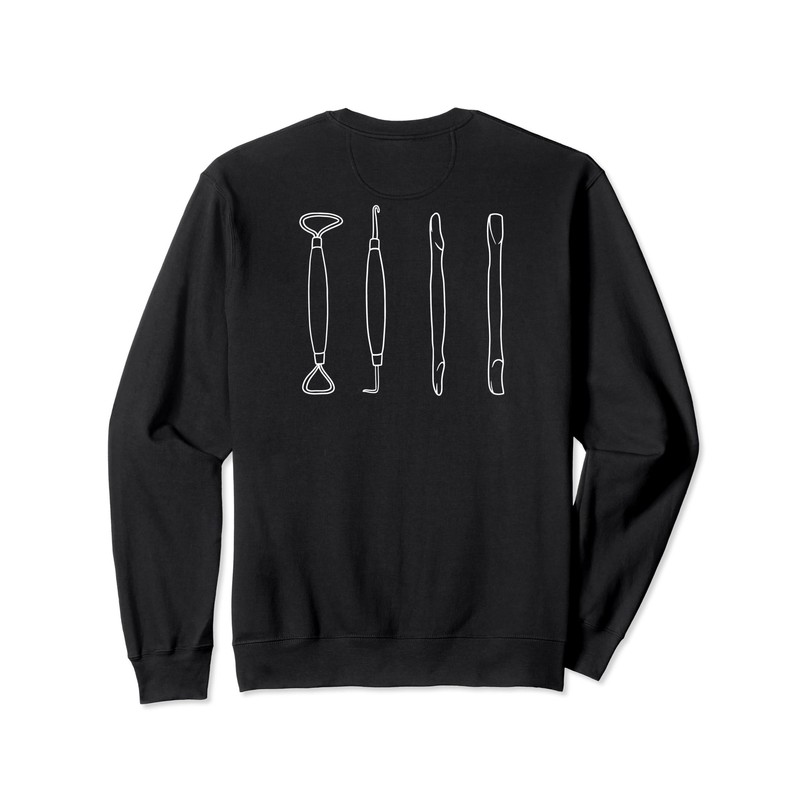 POTTERY TOOLS Clay sculpting tool illustration Meme ON BACK Sweatshirt