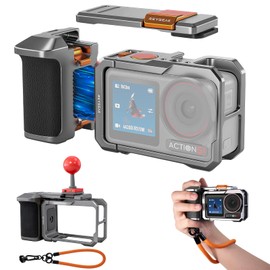 REYGEAK Aluminum Street Grip Kit for DJI OSMO Action 5 Pro/4/3,Action 5 Grip Handle Set (Camera Grip+Ultra-Light Cage) Magnetic Quick-Release,Ergonomic Handle Design