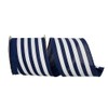 Reliant Ribbon Striped Linen Value Wired Edge, Navy/White, 4 Inch,