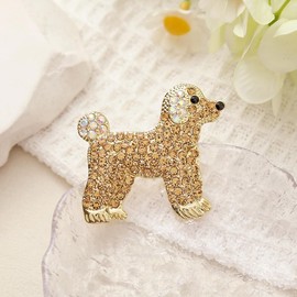 Animal Brooch Pins for Women Puppy Dog Rhinestone Brooch Costume Accessories Suit Collar Sweaters Dresses Jackets Decor Festival Jewelry Gifts for Pet Lover (Golden Dog)