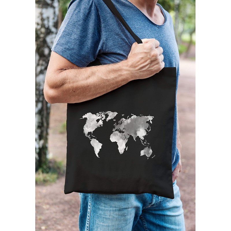 Autiga Jute Bag World Map Watercolour World Map Cotton Bag