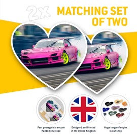 2 x Heart Stickers 15 cm - Pink Drift Racing Car Fun Decals for Laptops,Tablets,Luggage,Scrap Booking,Fridges, #16531