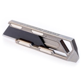 Exceed Designs TIRANT RAZOR-M 3.0 Magnetic Sliding Utility Knife (Stonewashed) 6Al-4V Titanium Utility Knife & Pry Bar, EDC Knife, Box Cutter, MADE IN USA (Silver Magnets W/No Clip)