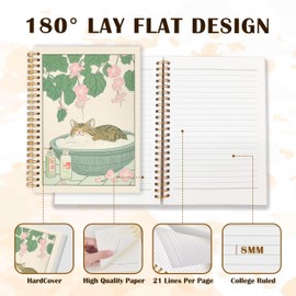 Qabliqo Orange Tabby Cat Bathing Spiral Notebooks, Minimalist Japanese Cat Journals for Writing, Cats Lover Mom Lady Gifts Journal, Aesthetic Cute Kitten Notebook for Note Taking, 5.5x8.3 Inch