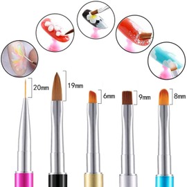 Nail Brush Set, Brush, Gel Nail, Self Nail Set, Set of 5, Includes Cap, Easy to Use, Soft, UV Use, Nail Tools, Nail Supplies, Gel Nail Brush