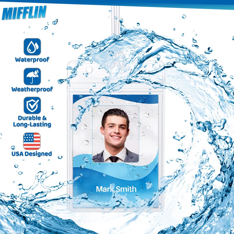 Mifflin-USA Luggage Tags with Transparent Loops (Clear, 10 Pack), Waterproof
