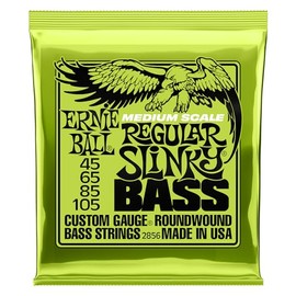 Ernie Ball Cuerdas de guitarra bajo de níquel Slinky regular a escala media, calibre 45-105 (P02856)