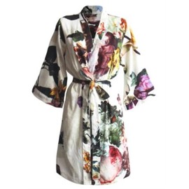 Essenza Fleur kimono, flowers, peonies, tulips, sateen, White, medium