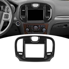 PDKLIN 300C Center Dash Navigation Panel Trim Cover Compatible with Chrysler 300/300C 2010-2014 Carbon Fiber Interior Accessories