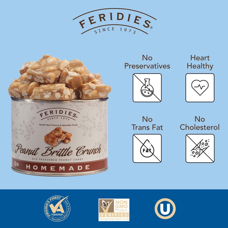 FERIDIES Unique Candy Nut Tins Homemade Peanut Brittle Crunch, Top