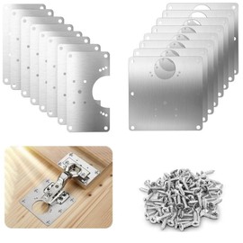 16 Piezas Placa de Reparación de Bisagras de Gabinete de Acero Inoxidable,Set de Reparación de Armarios (8+8),Viene con 96 Tornillos,Apto para Gabinete,Muebles,Cajón, Ventana,Armarios Cocina
