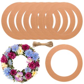 MixTeach 20 Pieces Large Hanging Round Wreaths 14Inch Round Cardboard Wreath Paper Rings Circle Hanging Ornaments Decorations with Hole Twine for Wedding Festival Christmas Valentines Day Decor