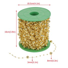 60m/roll Pearl Wire Beads Garland String Pearls Bead Chain for Wedding Party Decoration(Gold)