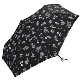 Wpc. 2777-013-002 Rain Umbrella, Paisley Paint, Mini, Black, Folding Umbrella, 19.7 inches (50 cm), Women's, For Rain or Shine, Retro, Stylish, Cute,