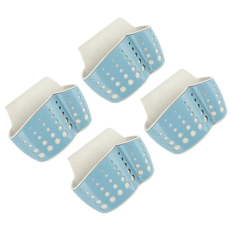 4Pcs Sink Sponge Holder PP 2 Layer Adjustable Strap Soap