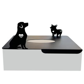 Lily’s Home Playful Dogs with Hearts Cutout, Pet Theme Veterinarian Office Dog Lover Gift Decorative Metal Rectangular Tissue Box Cover, Matte Black, Steel