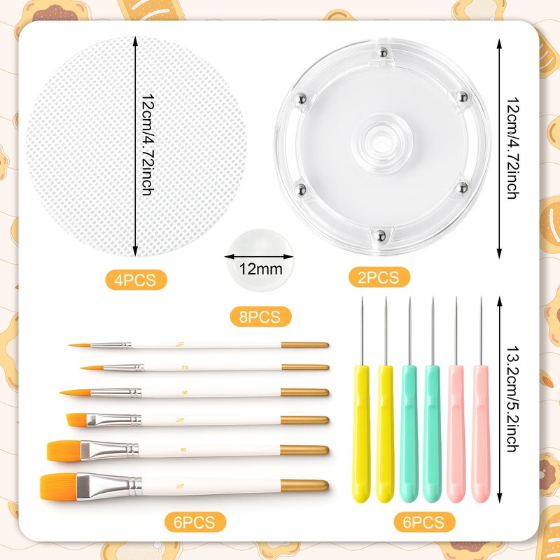 Cookie Decorating Supplies Including 2Pcs Acrylic Cookie Turntable 6Pcs Cookie