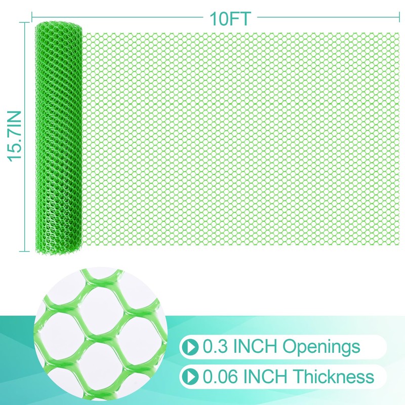 Plastic Mesh Fence Sheet 15.7IN x 10FT - 0.3IN Opening
