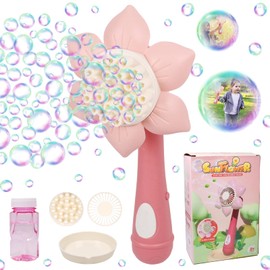 Flower Bubble Machine Children, Bubble Machine, Automatic Bubble Machine with Bubble Liquid, Bubble Wand Girls Boys for Indoor Outdoor Birthday Party Wedding Gift