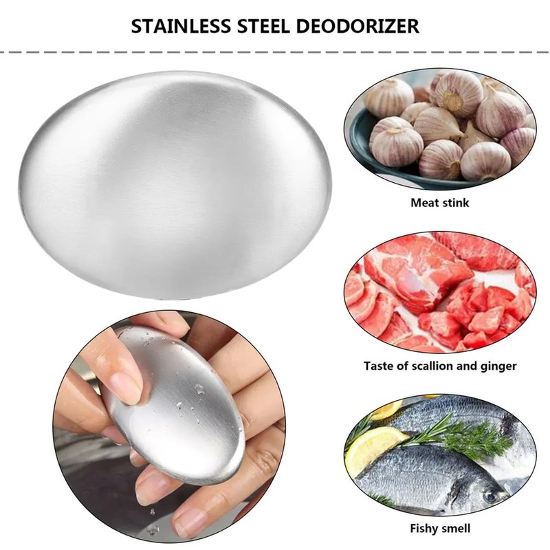 OUDQFCJ 2 x Odour-Neutralising Brushed Stainless Steel Soap for Eliminating