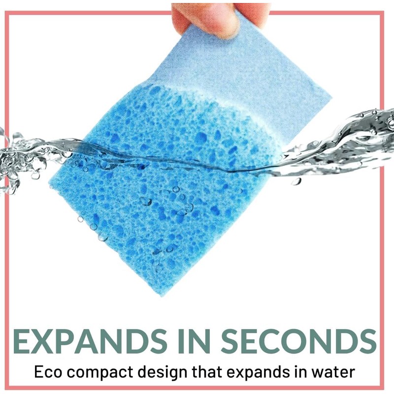 bioGo 30 Pack Compostable Pop-Up Sponges - Expanding, Non-Scratch, Plant-Based