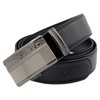 QHA Mens Automatic Leather Belt Buckle Ratchet Waist Q5088-Black-30-34"
