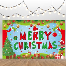 Merry Christmas Banner(71inch*43inch),Merry Christmas Decorations, Merry Christmas Backdrop for Photography, Christmas Holiday Party Decorations, Christmas Wall Banner