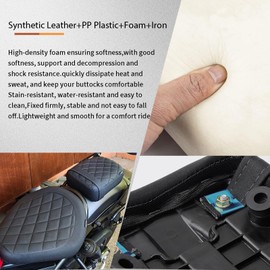 Midimttop Touring Soft Leather Rear Passenger Pillion Seat Cushion Pad fit for Ho-nda Rebel CMX 300 CMX 500 CMX500 CMX300 2017 2018 2019 2020 2021 2022 2023 2024 2025(Rear passenger seat-brown)