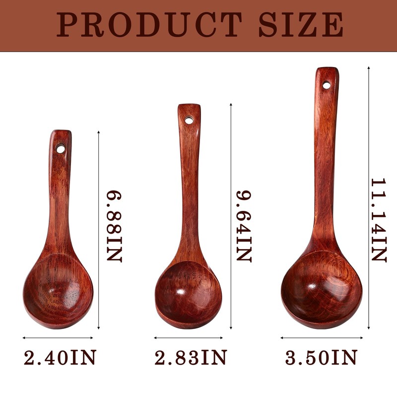 Soup Spoons Set of 3 Wooden Goods Spoons (Wood)