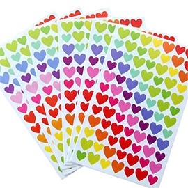 18 Sheets 1512 Pcs Colorful Heart Shape Self Adhesive Stickers, for Scrapbooking and Kid DIY Arts Crafts (Hearts, 18 Sheets)