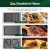 KEENSTAR 3 in 1 Electric Sandwich Maker, Waffle Maker with