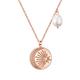 Valero Pearls Women's Necklace Stainless Steel with Preciosa Freshwater Cultured Pearl Approx. 7.5 mm, Stainless Steel, Crystal