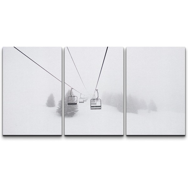 wall26 Canvas Print Wall Art Set Ski Lift on Snowy