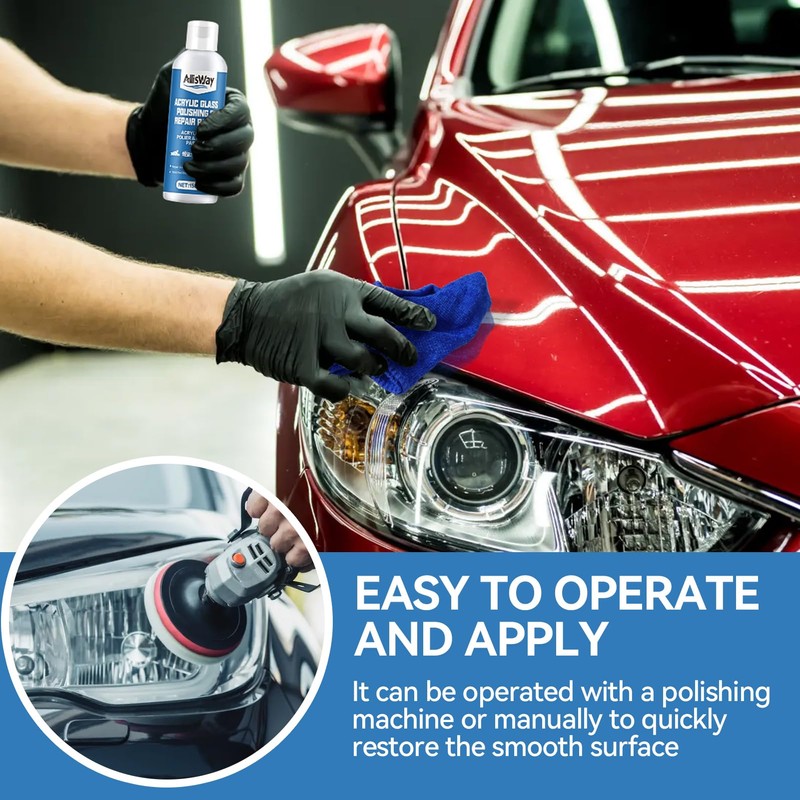 Allisway Polierpaste Kunststoff, Acrylglas Politur, Plastik Politur, Scheinwerfer Polieren, Entfernen