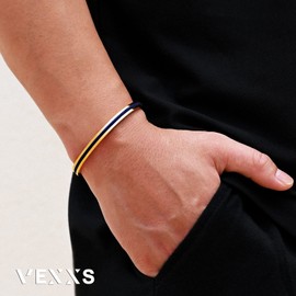 VEXXS Men's Bangle, 18 K Gold Plated Stainless Steel Open Bracelet, Classic Bracelet, Jewellery Gift for Men, Women, Men, Boys, Women, Stainless Steel