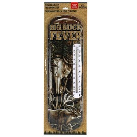Rivers Edge Products Tin Wall Thermometer, 17" x 5" UV Coated Indoor or Outdoor Thermometer, Home, Garage, or Kitchen Thermometer for Room Temperature, Novelty Temperature Gauge, Big Buck Fever