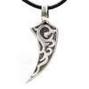 Pewter Maori Tribal Hook New Zealand Pendant on Leather Necklace