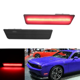 Tonsya Full Red Led Smoked lamp for 2008 2009 2010 2011 2012 2013 2014 Dodge Challenger R/T Classic Rallye Redline SRT8 SRT SXT R/T SE Front Bumper Side Marker Lights