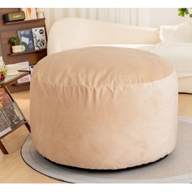 Cvortll 4ft Bean Bag Chair, Memory Foam Filled Bean Bag Chair for Adults and Teens with Removable Cover, Round Sofa Chair for Living Room, Dorm, Apartment, Gaming Room, Camel