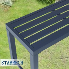 Stabrech Metal Outdoor Bench, 46" Patio Backless Bench for Outdoor, All Wheather Park Outdoor Bench for Garden, Porch, Black