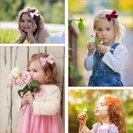 Baby Hair Clip Hair Bows, VIKEDI 12 Pieces Baby Hair Clip with Bows, Fully Lined Crocodile Clip Hair Clips Hair Bows Clips, Baby Girls Multicoloured Hair Clips Hair Accessories for Children